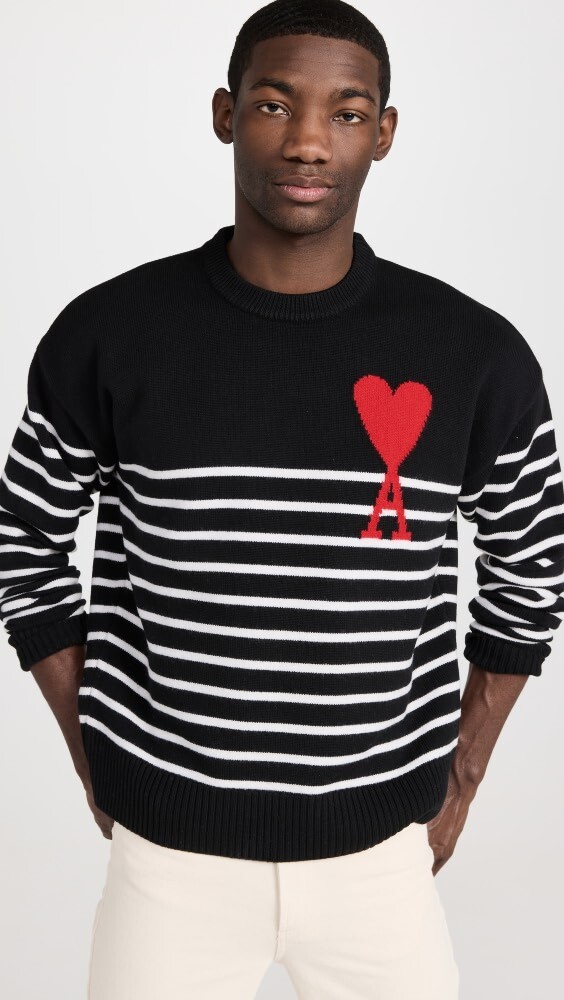 

Свитер AMI Adc Striped Crewneck, черный