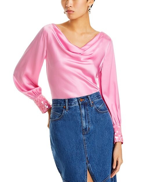 

Блузка с манжетами и пайетками Cinq à Sept, цвет Pink
