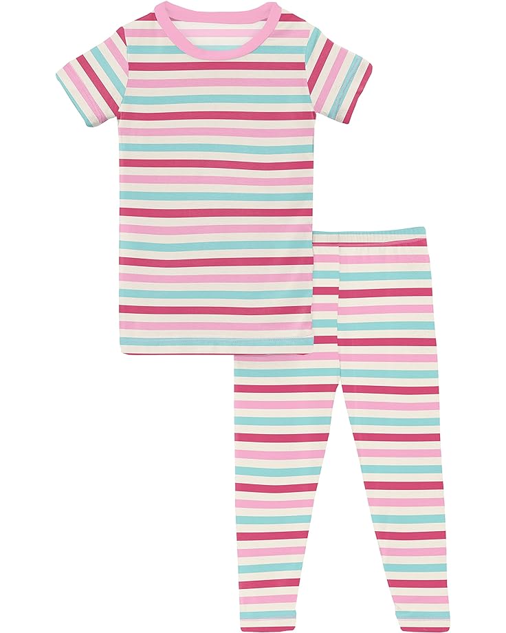 пижамный комплект kickee pants long sleeve pajama set цвет snowy stripe Пижамный комплект Kickee Pants Short Sleeve Pajama Set, цвет Sock Hop Stripe