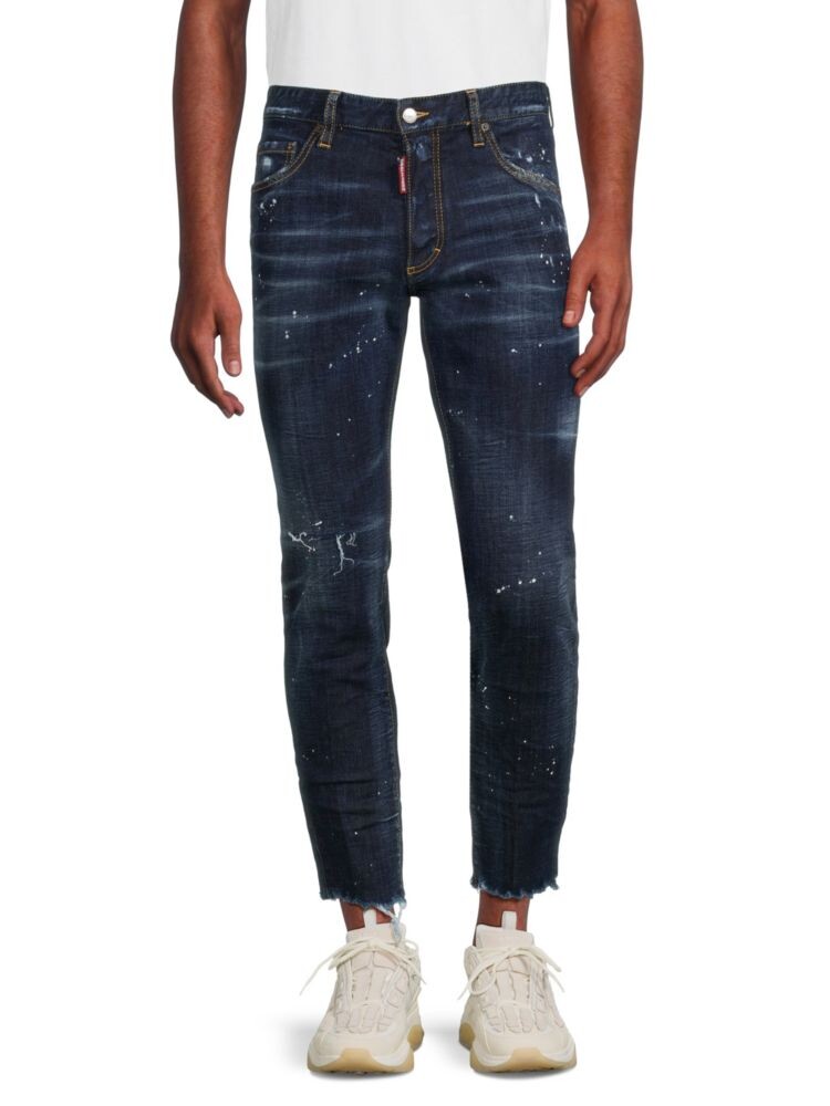 

Джинсы с необработанными краями Paint Spatter Dsquared2, цвет Denim