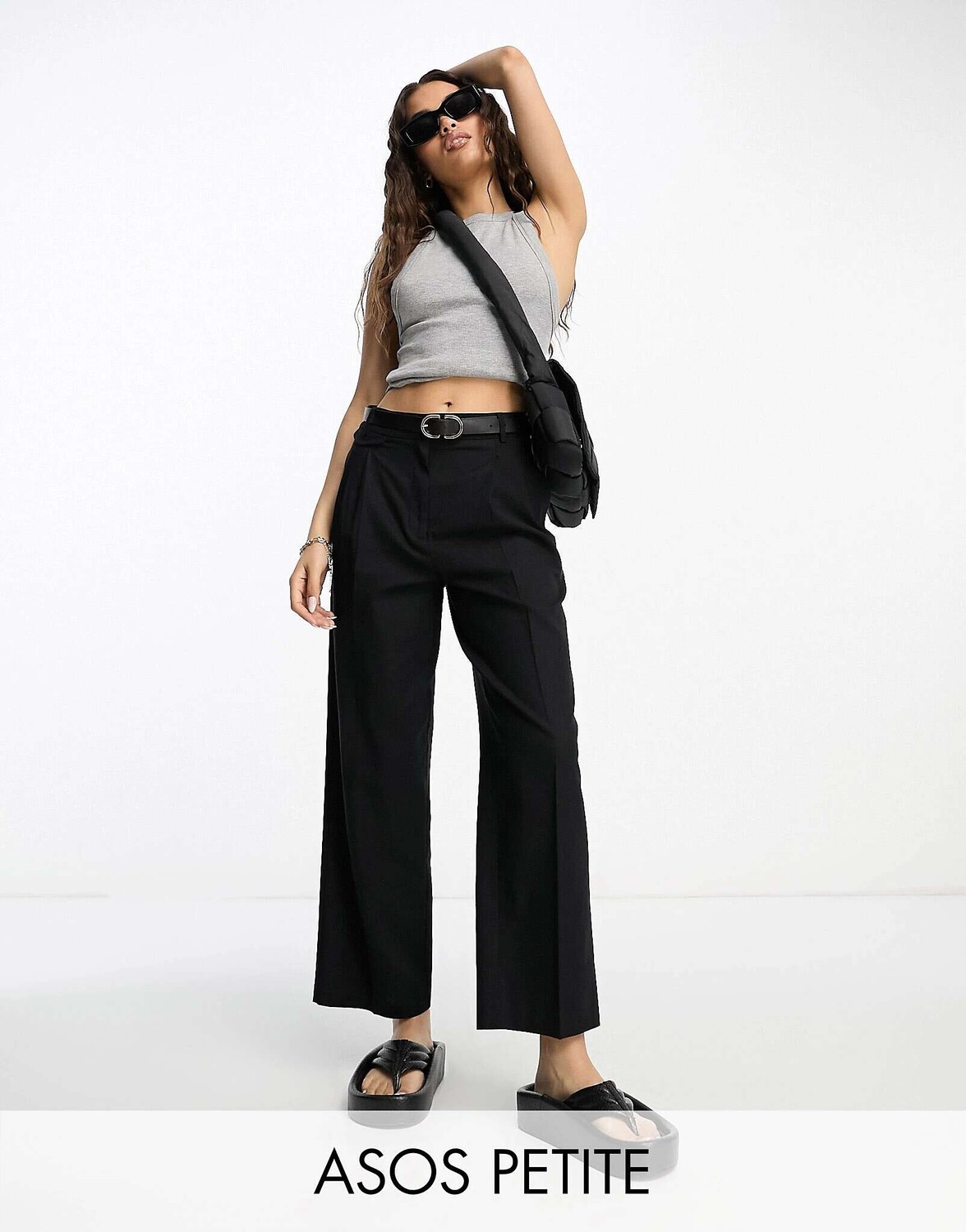 

Черные льняные зауженные брюки для мам ASOS Petite, Черный
