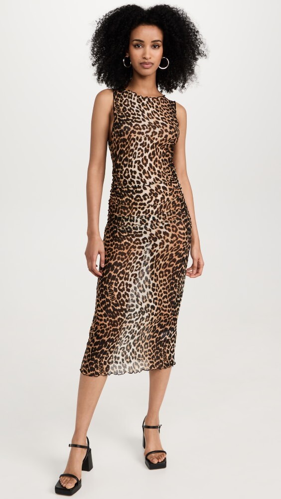 

Платье GANNI Mesh Cover Up Sleeveless, леопардовый