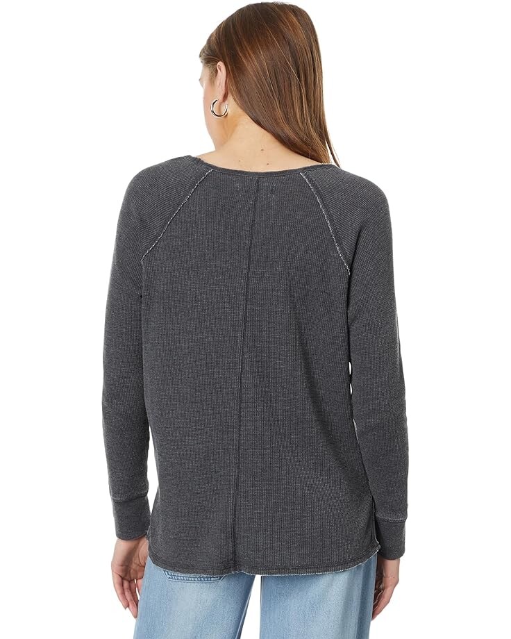 

Топ Lucky Brand Oversized V-Neck Waffle Thermal Top, цвет Jet Black