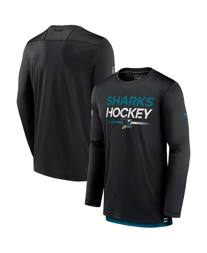 

Мужская черная фирменная футболка San Jose Sharks Authentic Pro с длинным рукавом Fanatics, черный