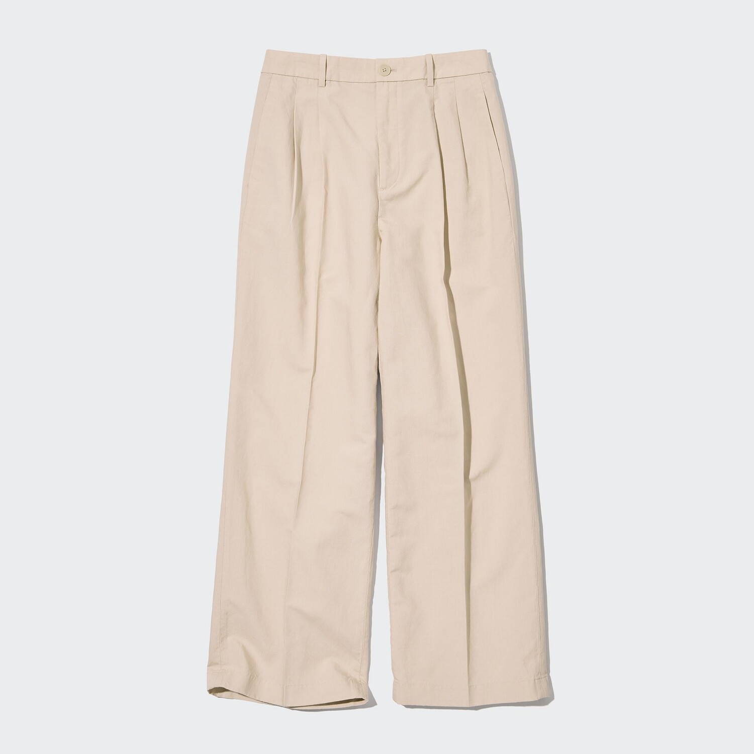 

Льняные брюки с плиссированными брюками UNIQLO, нюд