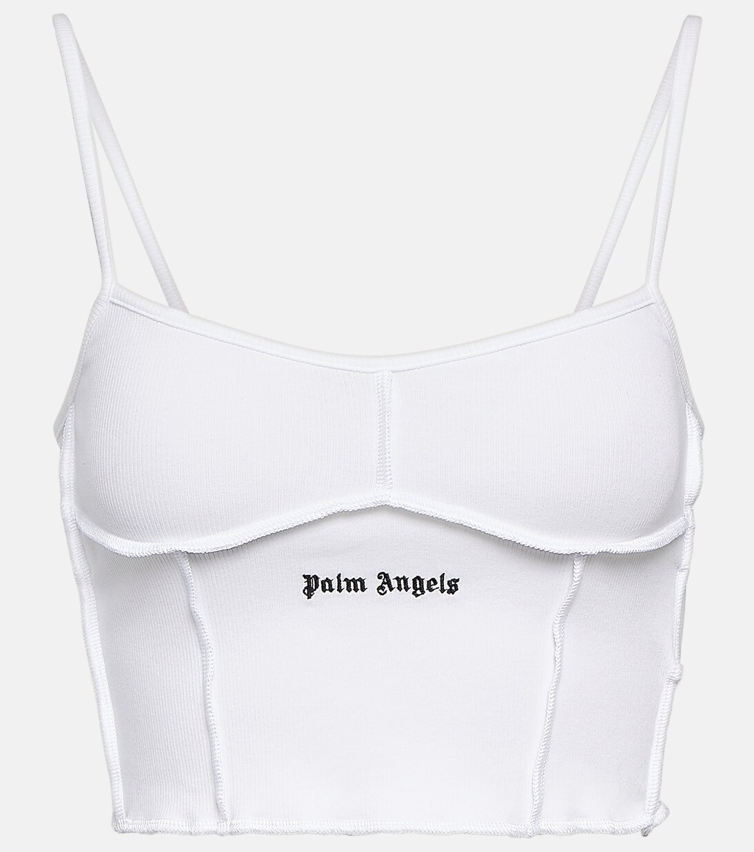 

Топ из хлопкового джерси с логотипом Palm Angels, белый