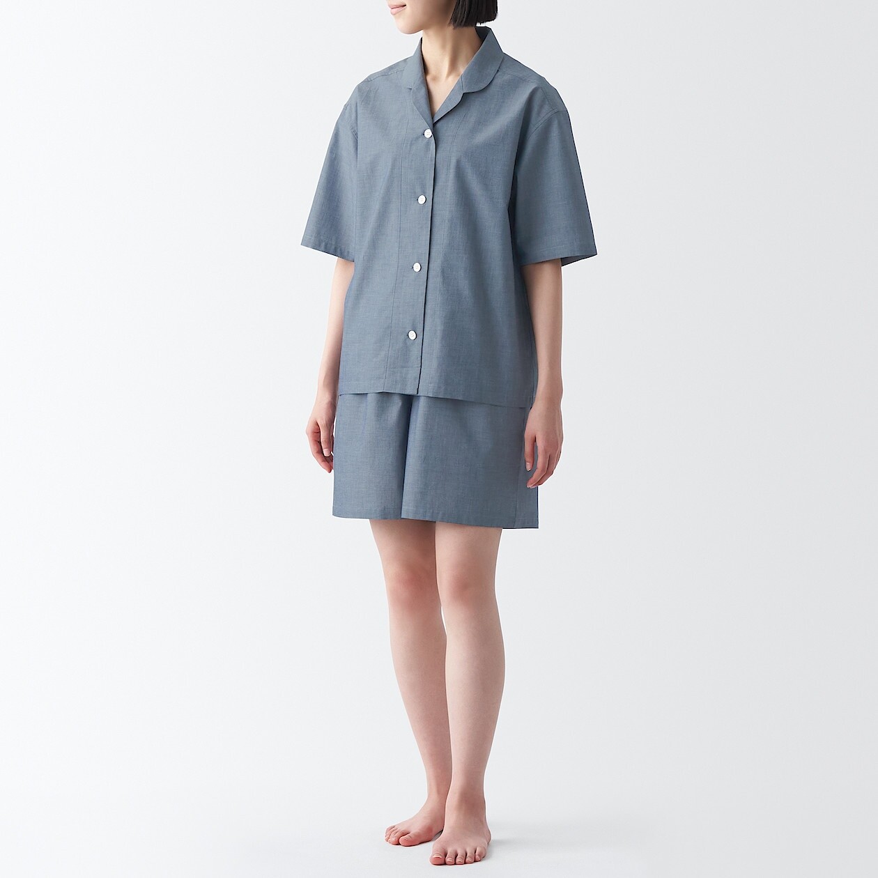 

Хлопковая пижама с короткими рукавами MUJI, темно-синий