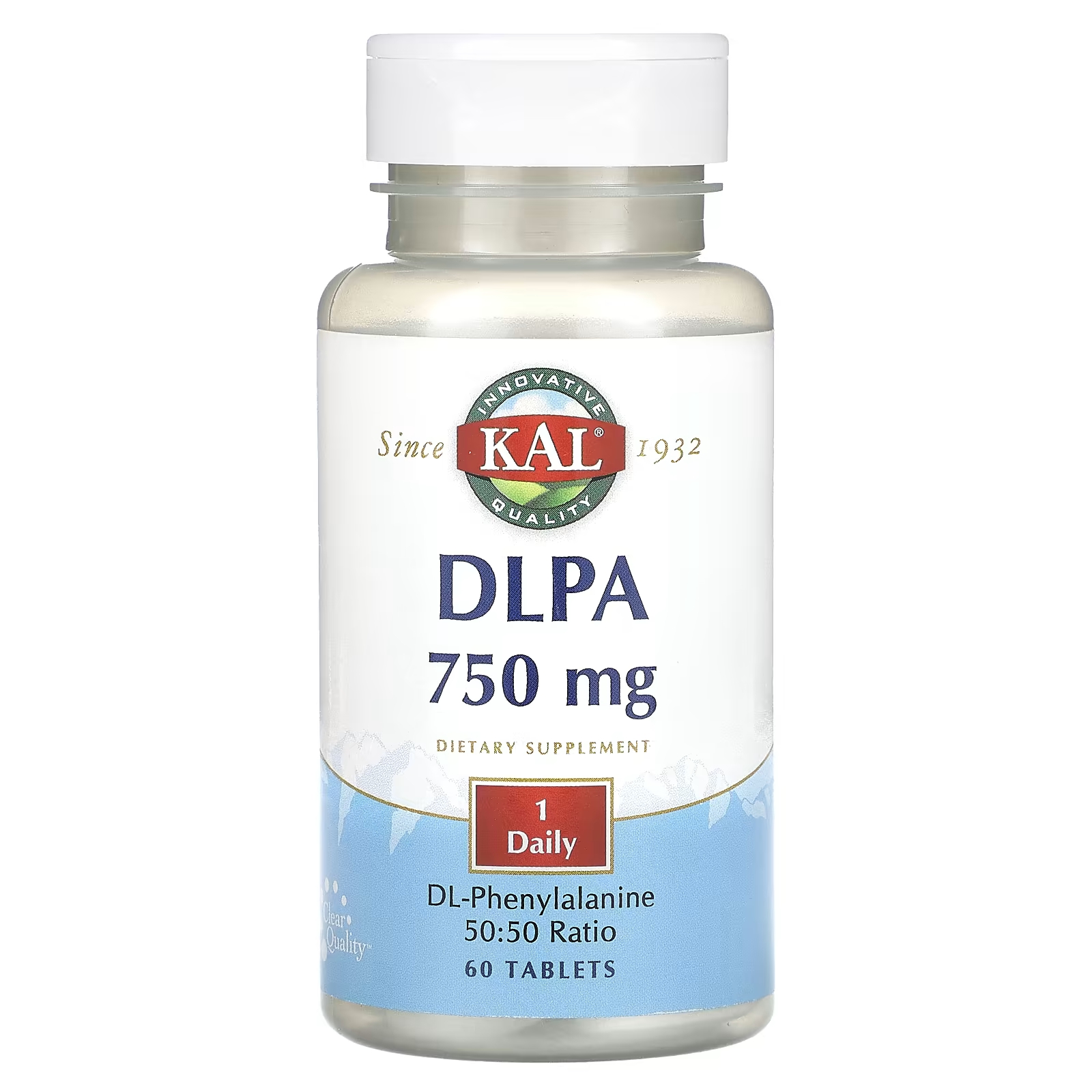 Пищевая добавка Kal DLPA 750 мг, 60 таблеток пищевая добавка kal бромелайн 500 мг 90 таблеток