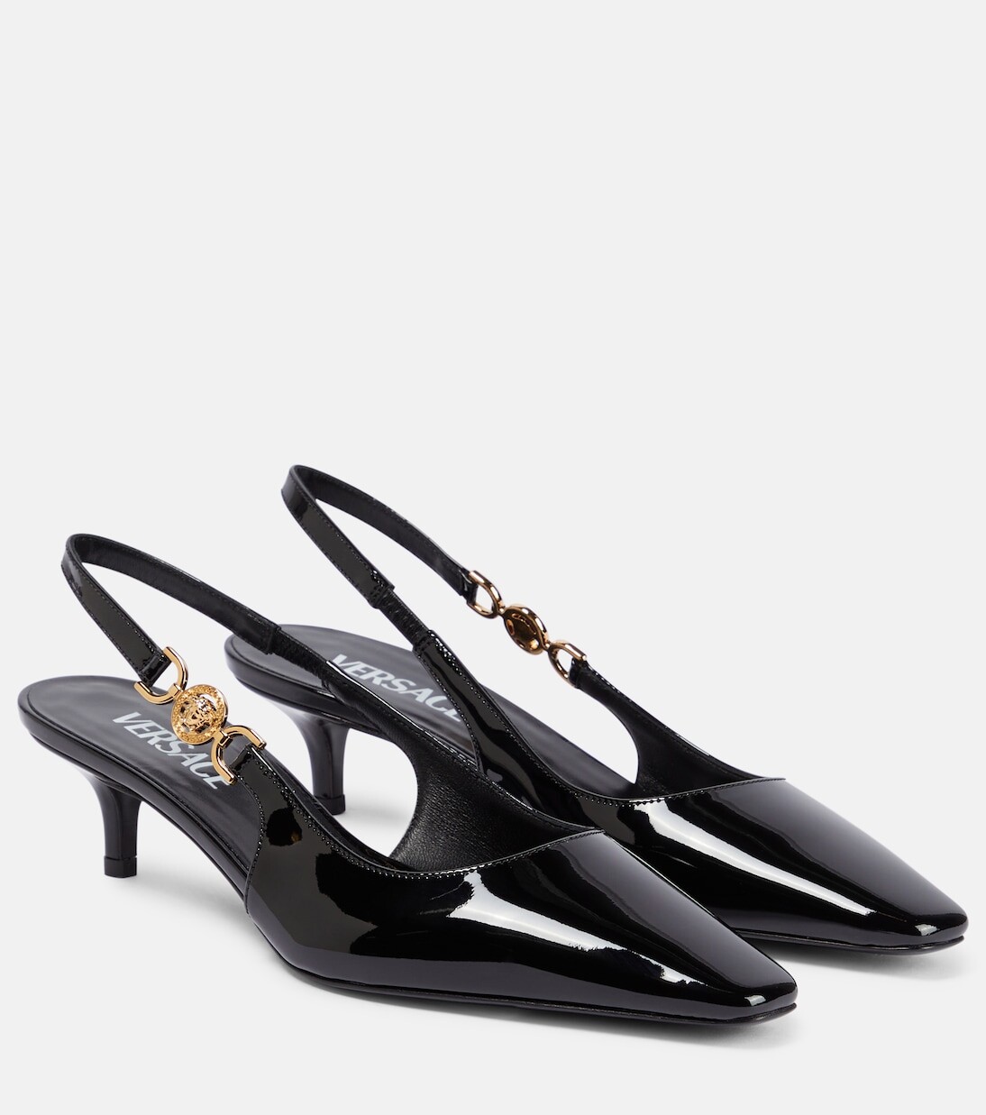 

Туфли из лакированной кожи с пяткой на пятке Versace, черный