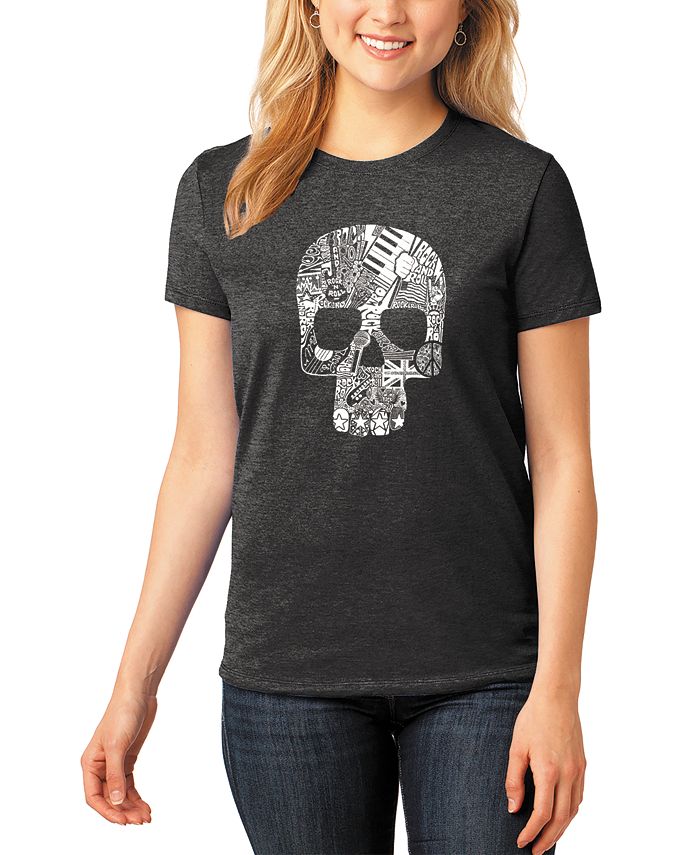 Женская футболка Rock and Roll Skull Premium Blend Word Art с короткими рукавами LA Pop Art, черный больше рок н ролла