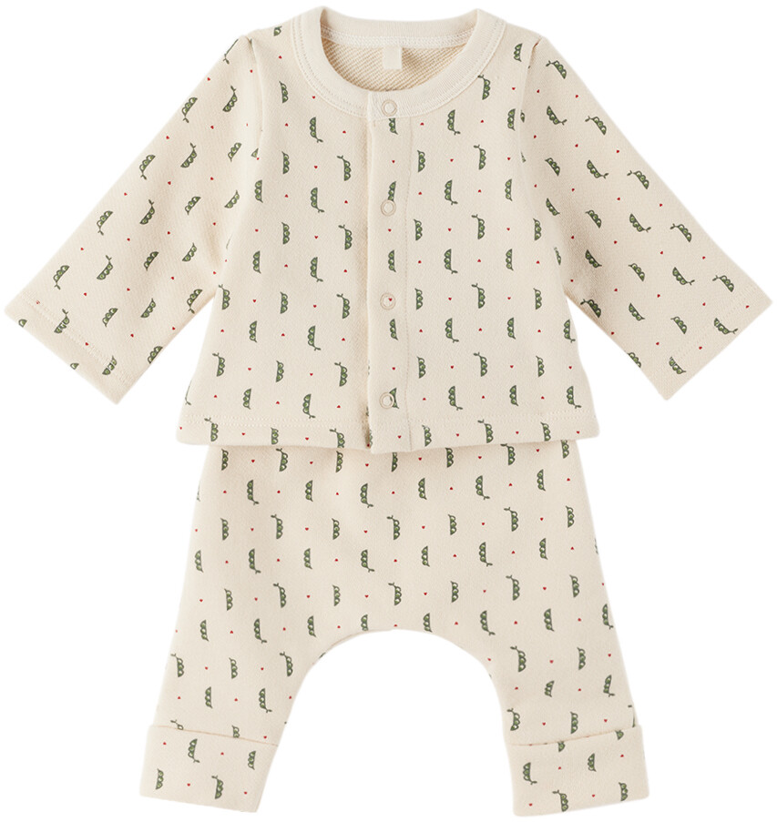

Детский бежевый комплект из кардигана и брюк для отдыха Petit Bateau