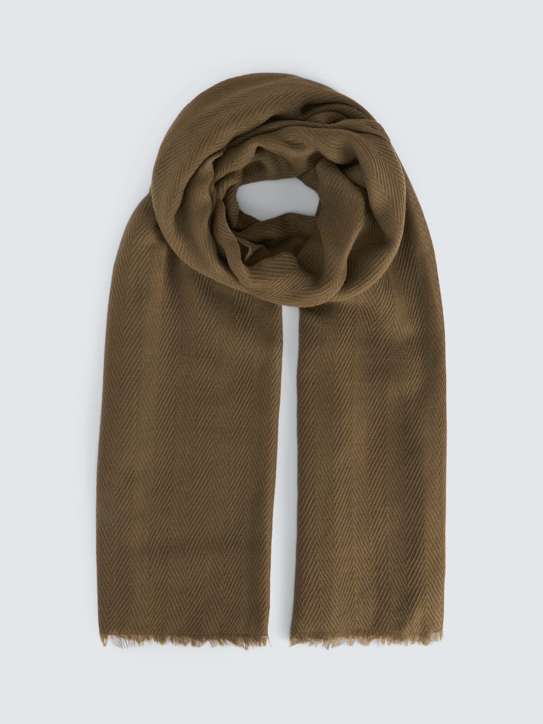 Шерстяной шарф с узором елочка John Lewis, айви грин