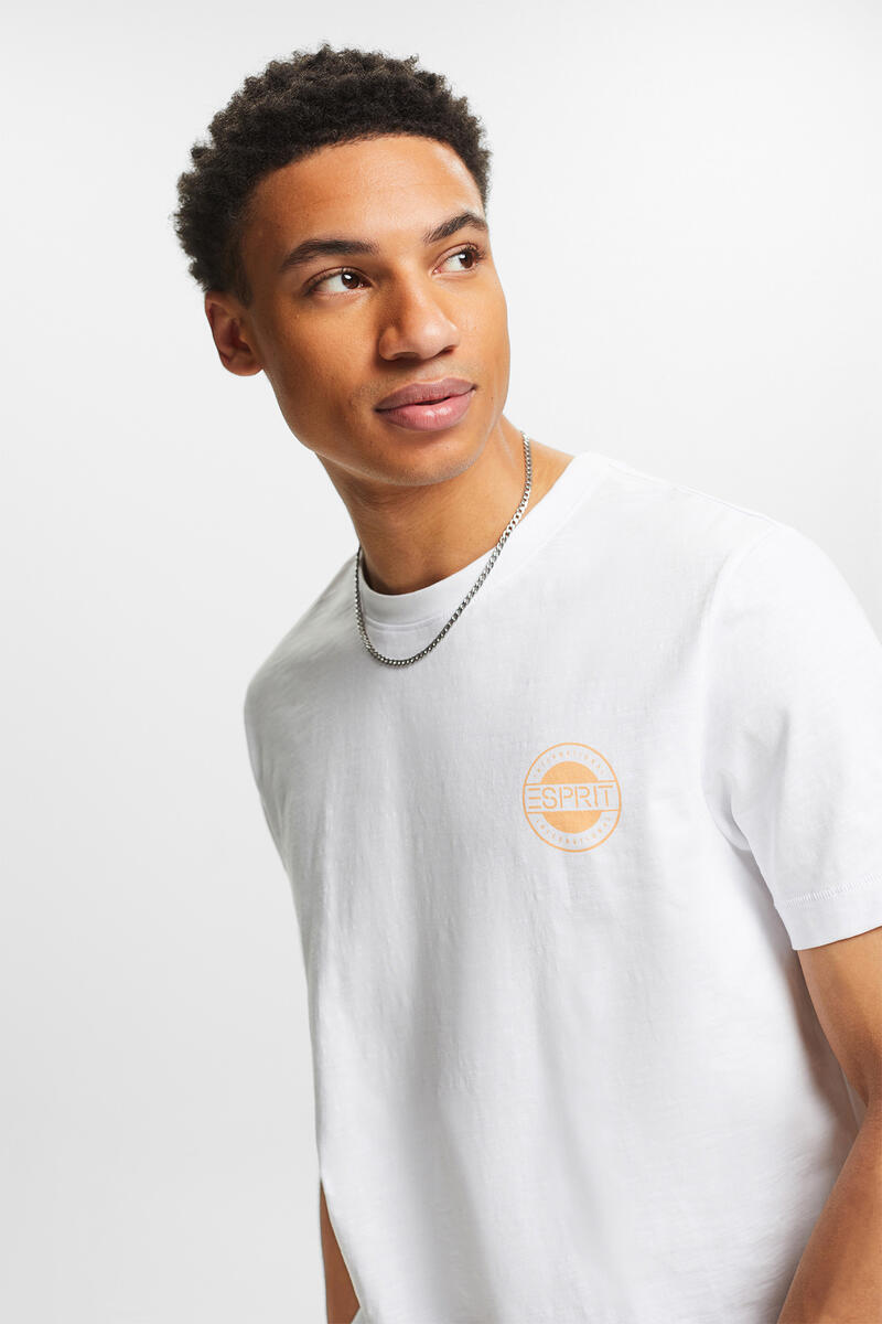 Хлопковая футболка с логотипом и надписью на спине. Esprit, белый