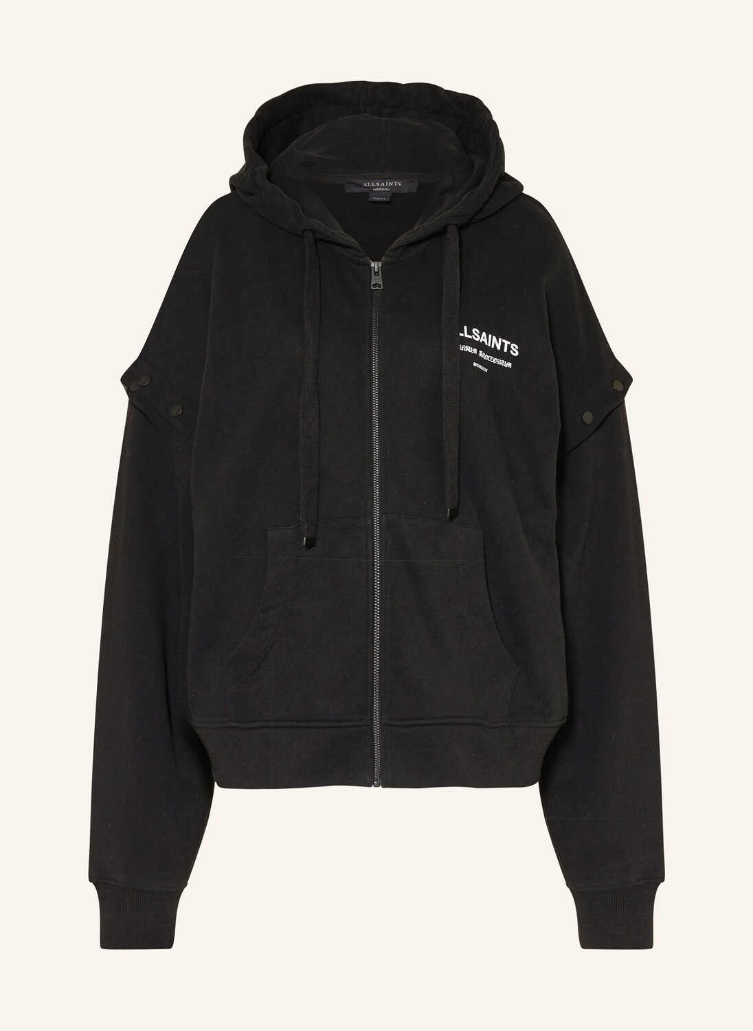 

Толстовка оверсайз омниум амфия со съемными рукавами Allsaints, черный