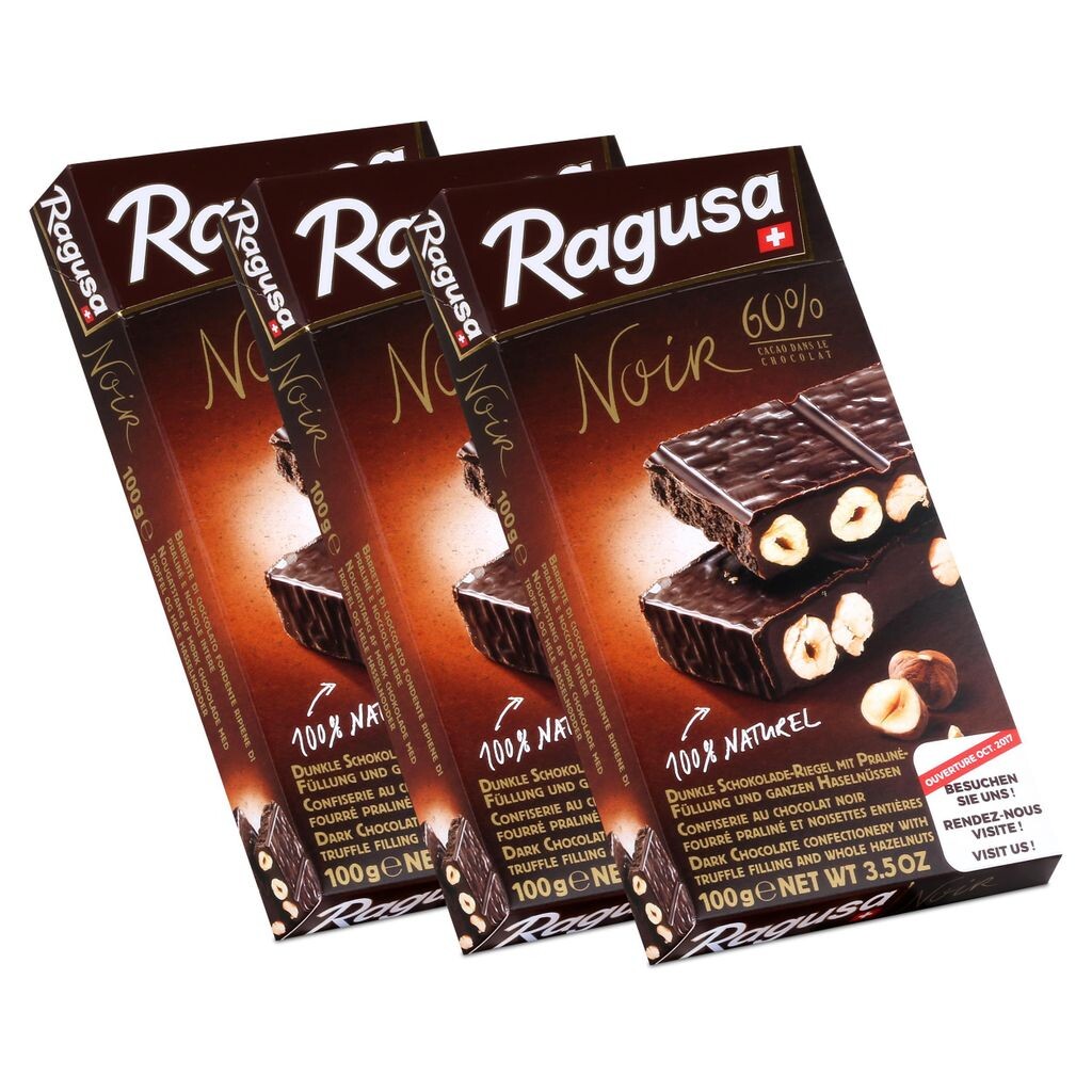 

Шоколад Ragusa Noir 60% темный с цельным фундуком 100 г (3 шт. в упаковке)