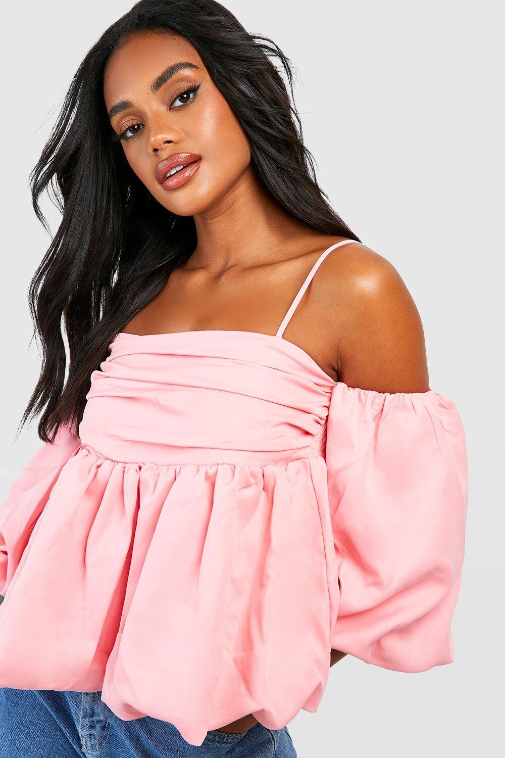 Топ с рукавами Boohoo, розовый