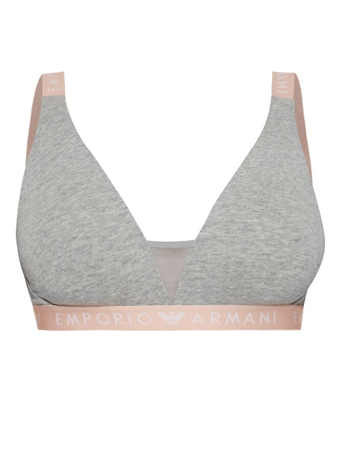 

Emporio Armani бюстгальтер с культовым логотипом и поясом под ним, серый