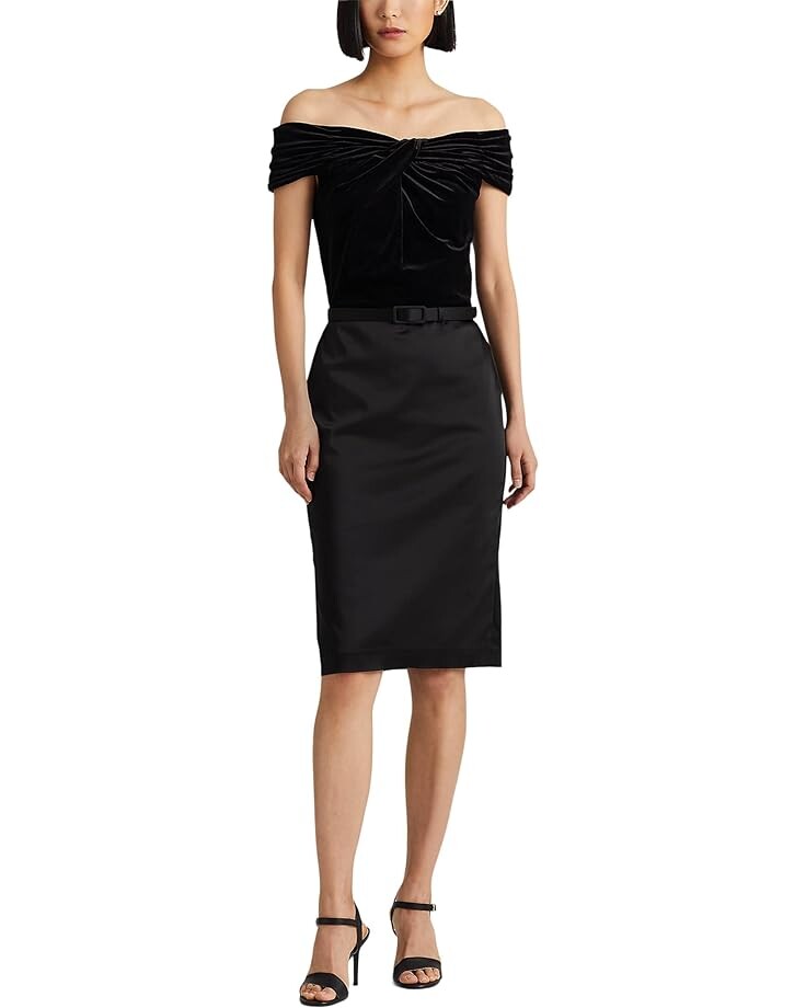 

Платье LAUREN Ralph Lauren Belted Off-the-Shoulder Cocktail, черный