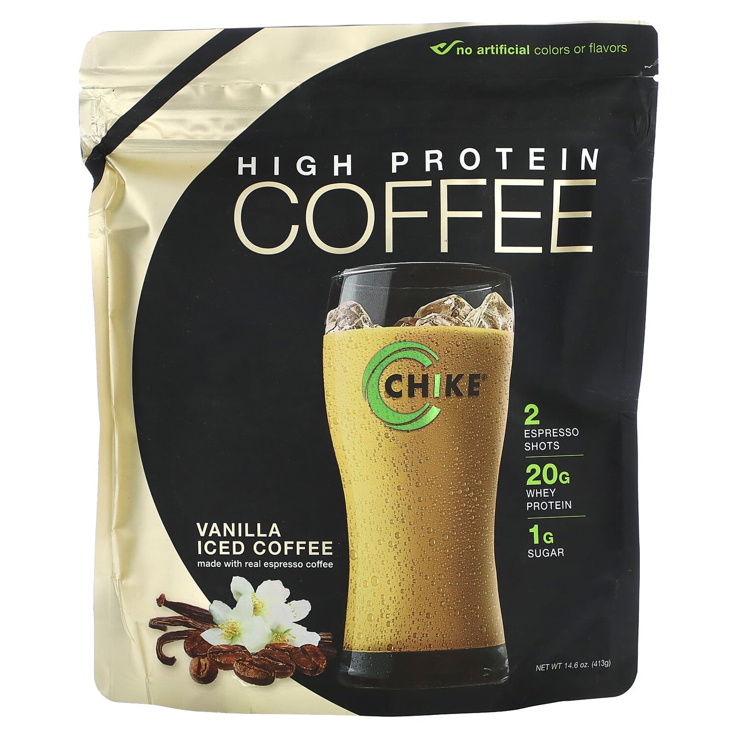 

Кофе со льдом с высоким содержанием протеина, ваниль, 413 г (14,6 унции), Chike Nutrition
