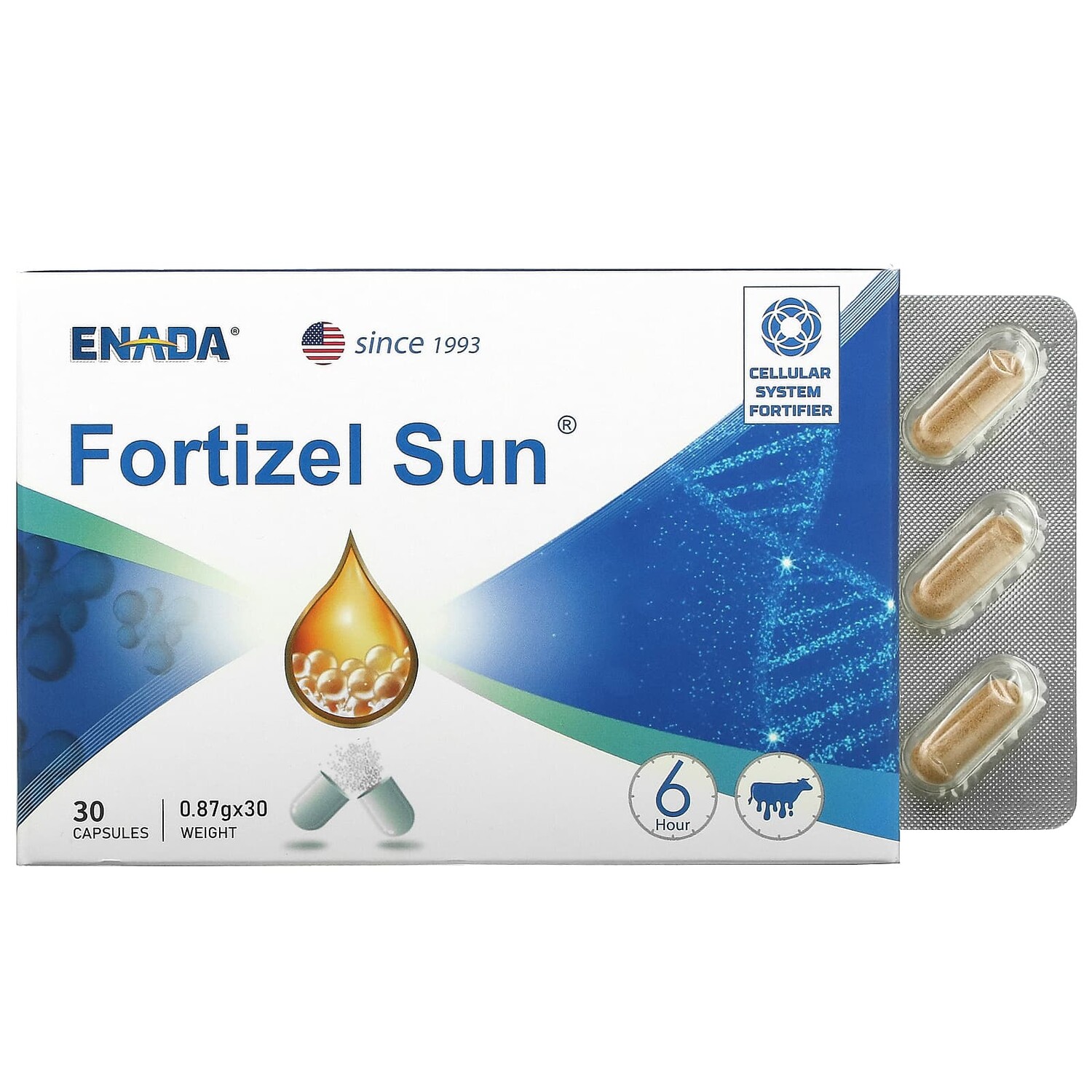 

Fortizel Sun, укрепляющее средство для клеточной системы, 30 капсул, ENADA