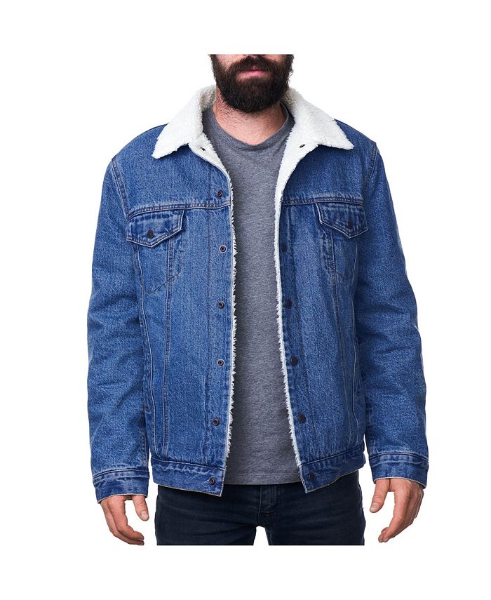 цена Мужская джинсовая куртка на подкладке из шерпы, классическое джинсовое пальто на пуговицах Alpine Swiss, синий