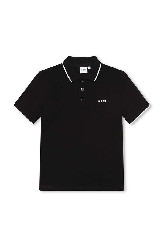 Рубашка-поло из детской шерсти Boss, черный
