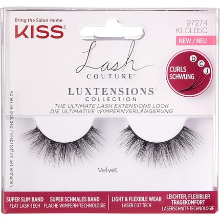 

Коллекция KISS Lash Couture LuXtensions Бархатные легкие и гибкие ресницы из искусственной норки с супертонким ремешком, в комплекте 1 пара клея для ресниц