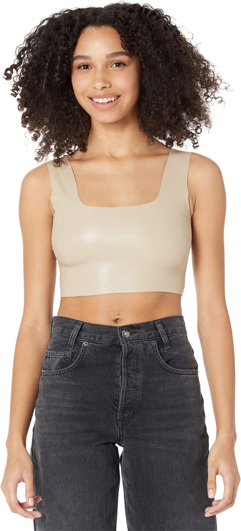 

Топ Faux Leather Square Neck Crop Top Commando, песок