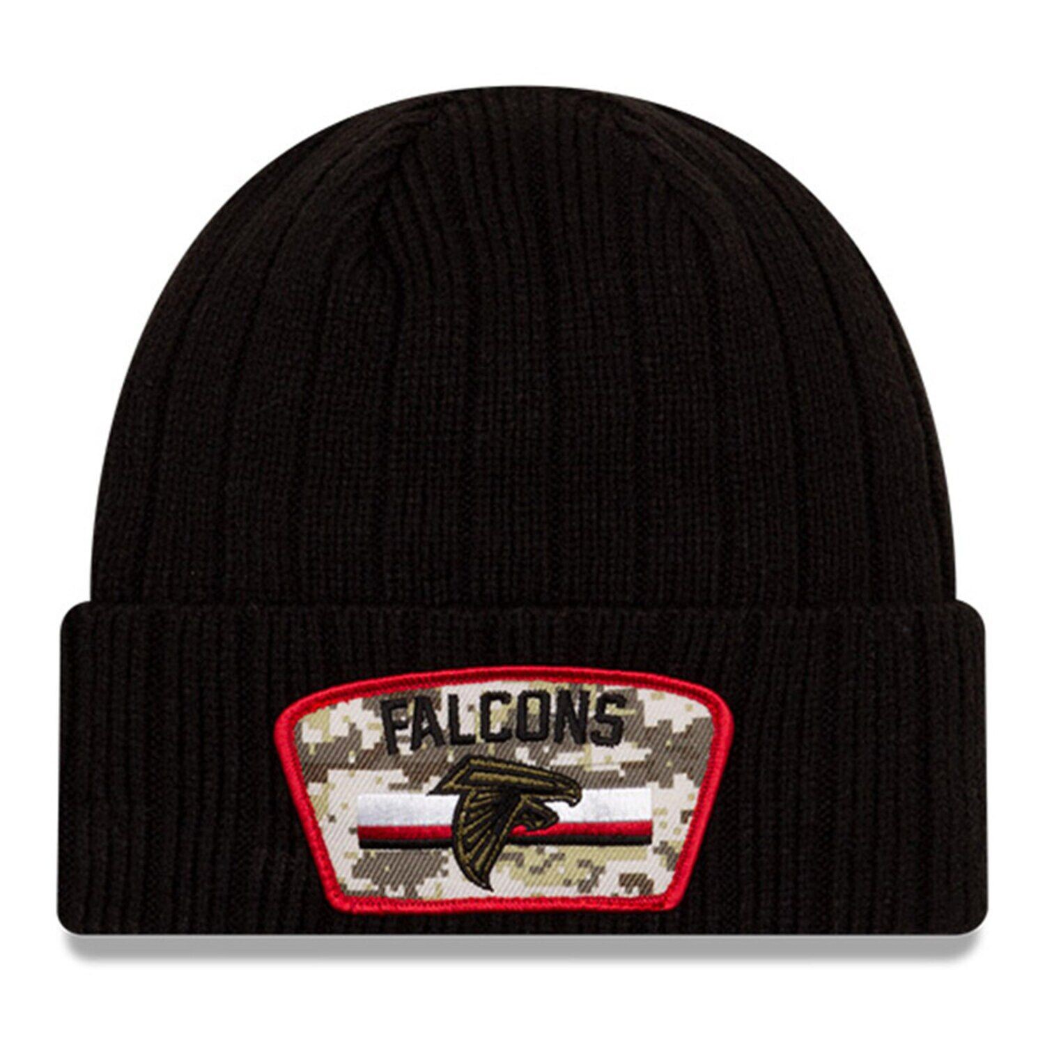 

Мужская вязаная шапка New Era Black Atlanta Falcons 2021 Salute To Service с манжетами