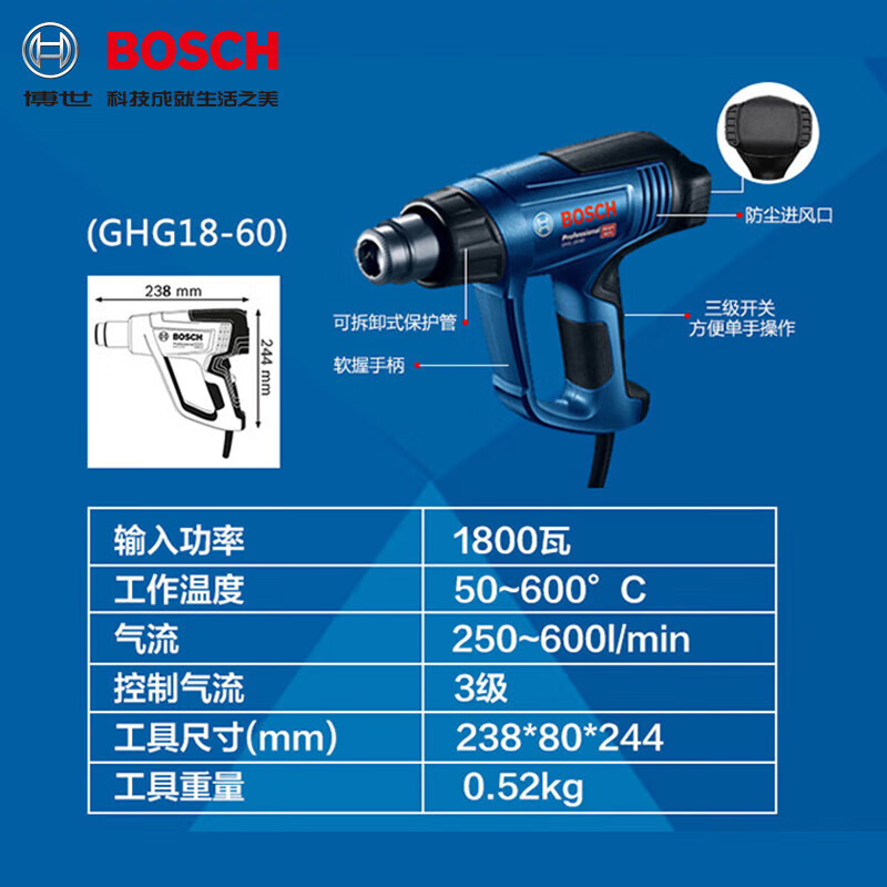 Фен строительный Bosch GHG 18-60