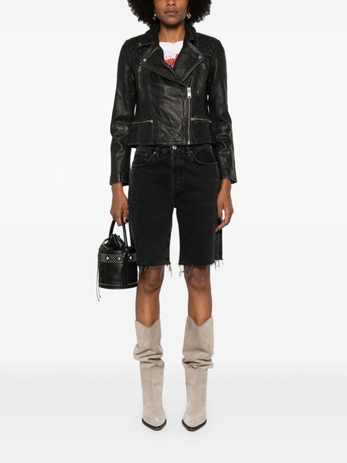 

AllSaints байкерская куртка Cargo с эффектом потертости, черный