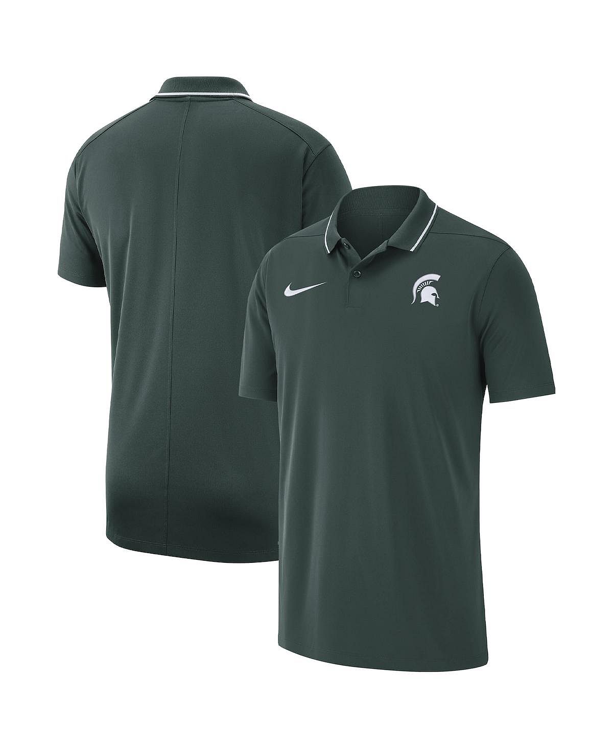Мужская зеленая рубашка-поло Michigan State Spartans Coaches Performance Nike