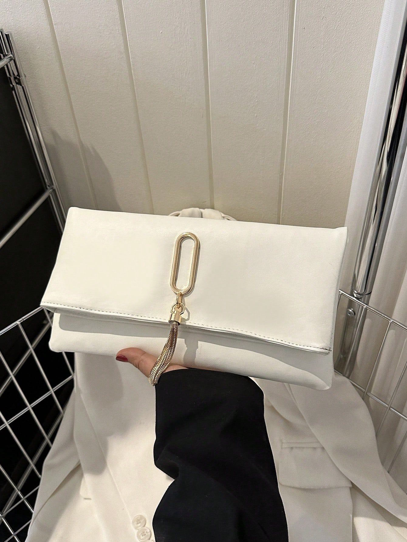 Модный однотонный минималистичный винтажный клатч, белый