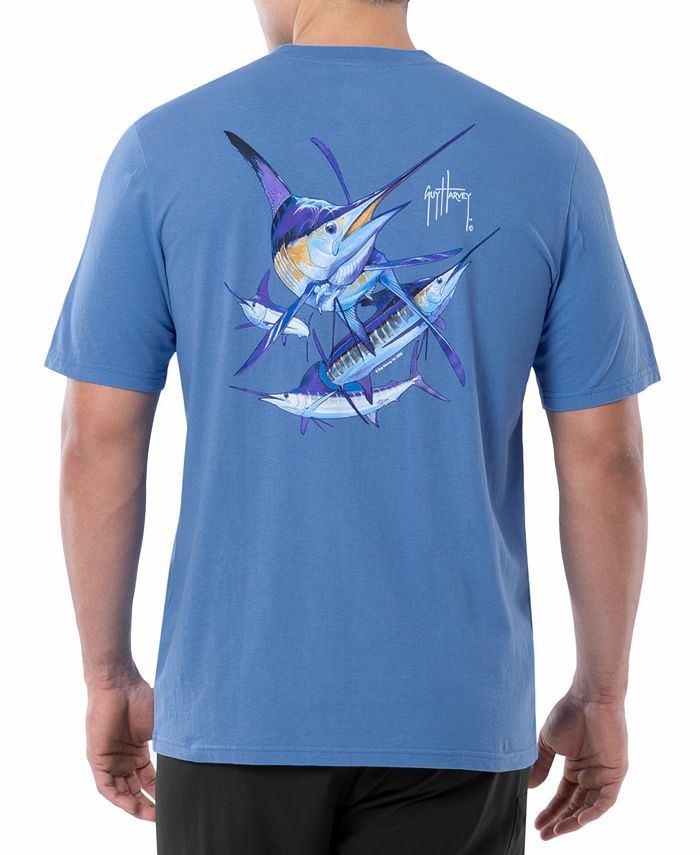 Мужская футболка с круглым вырезом с короткими рукавами и рисунком Guy Harvey, цвет Azure Blue электрические рыбы харви жирар э