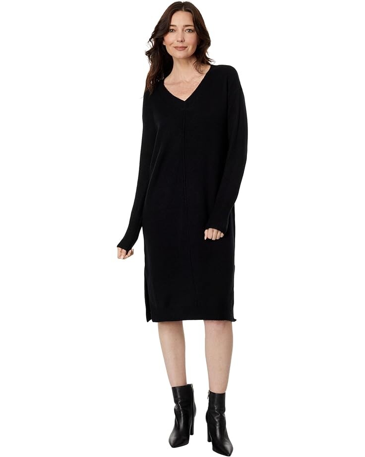 

Платье Vince Camuto V-Neck w/Side Slits Sweaterdress, черный