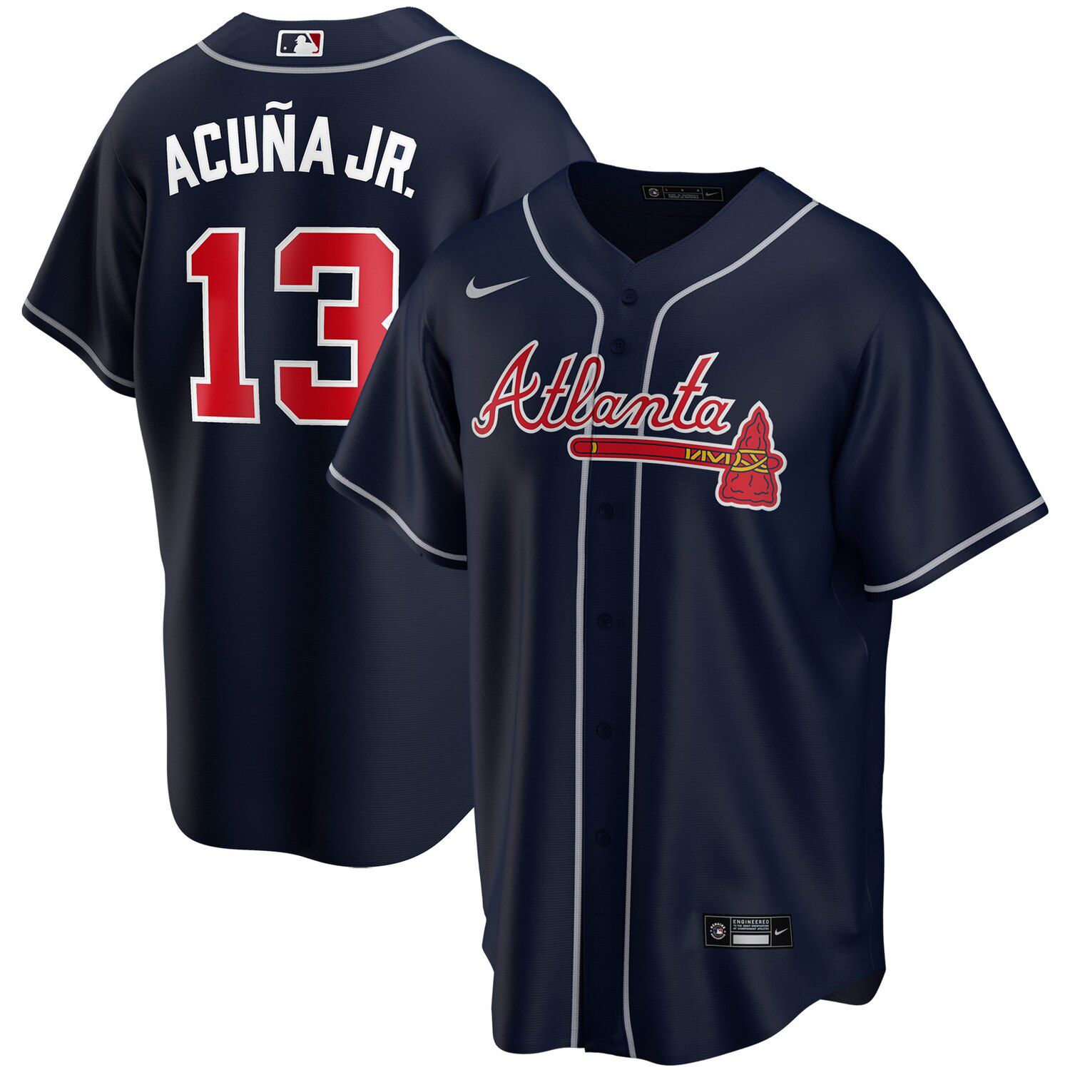 

Мужская футболка Ronald Acuna Jr. Navy Atlanta Braves с альтернативной копией имени игрока Nike