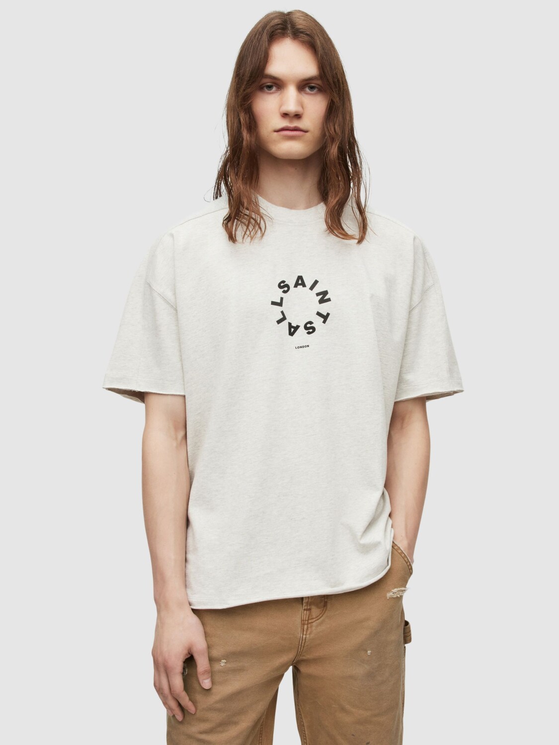 

Футболка с коротким рукавом AllSaints Kayden, серый меланж