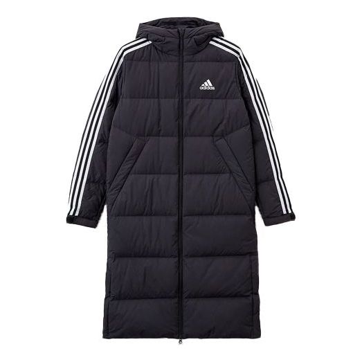 Пуховик adidas 3ST Long Coat Outdoor Sports Hooded Stay Warm Down Jacket Black, черный
