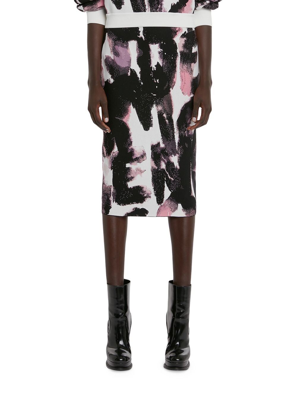 

Толстовка с рисунком Brushstroke Юбка-миди Alexander McQueen, белый