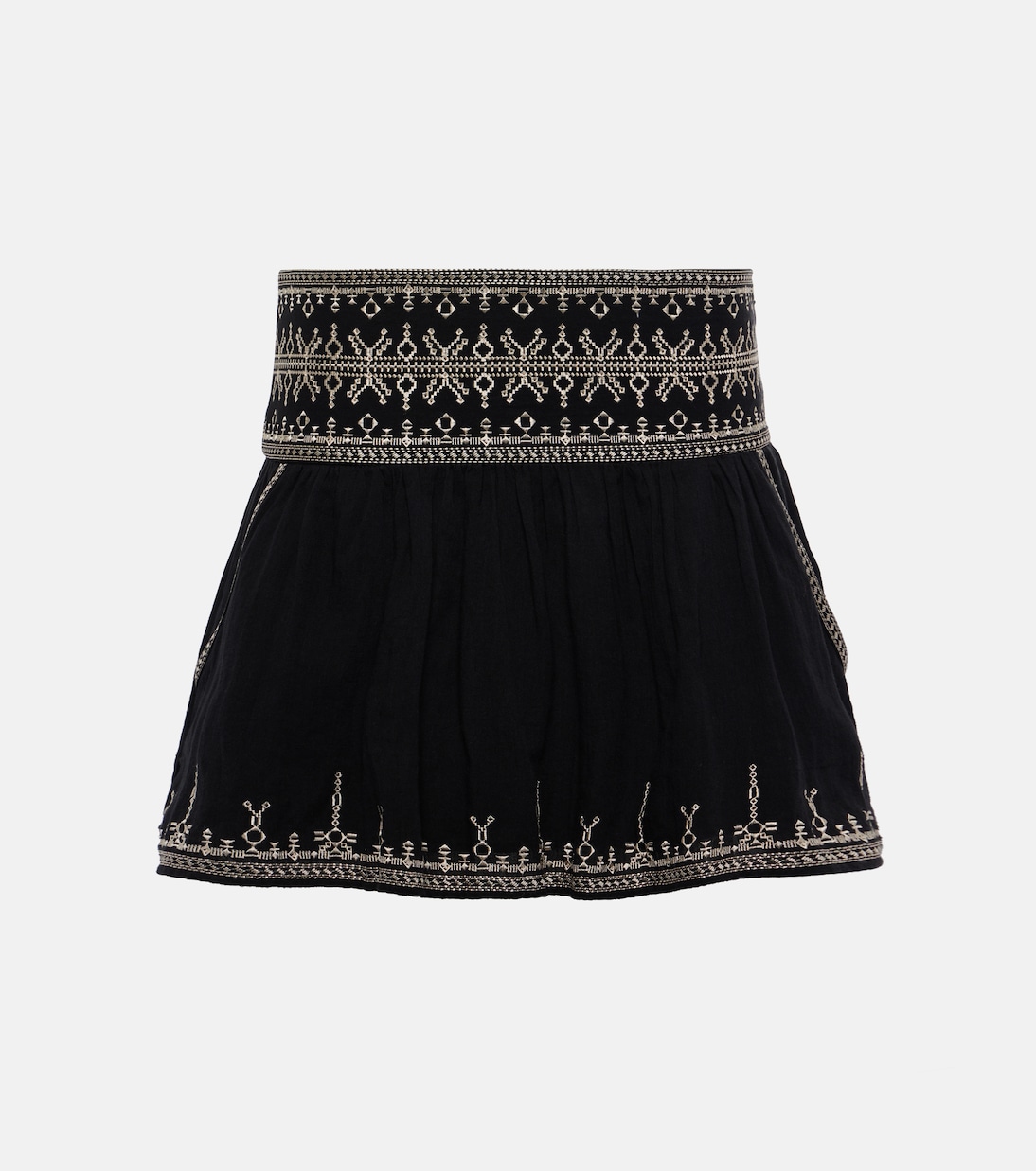 Хлопковая мини-юбка с вышивкой picadilia Marant Etoile, черный мини юбка с цветочным принтом marant etoile черный