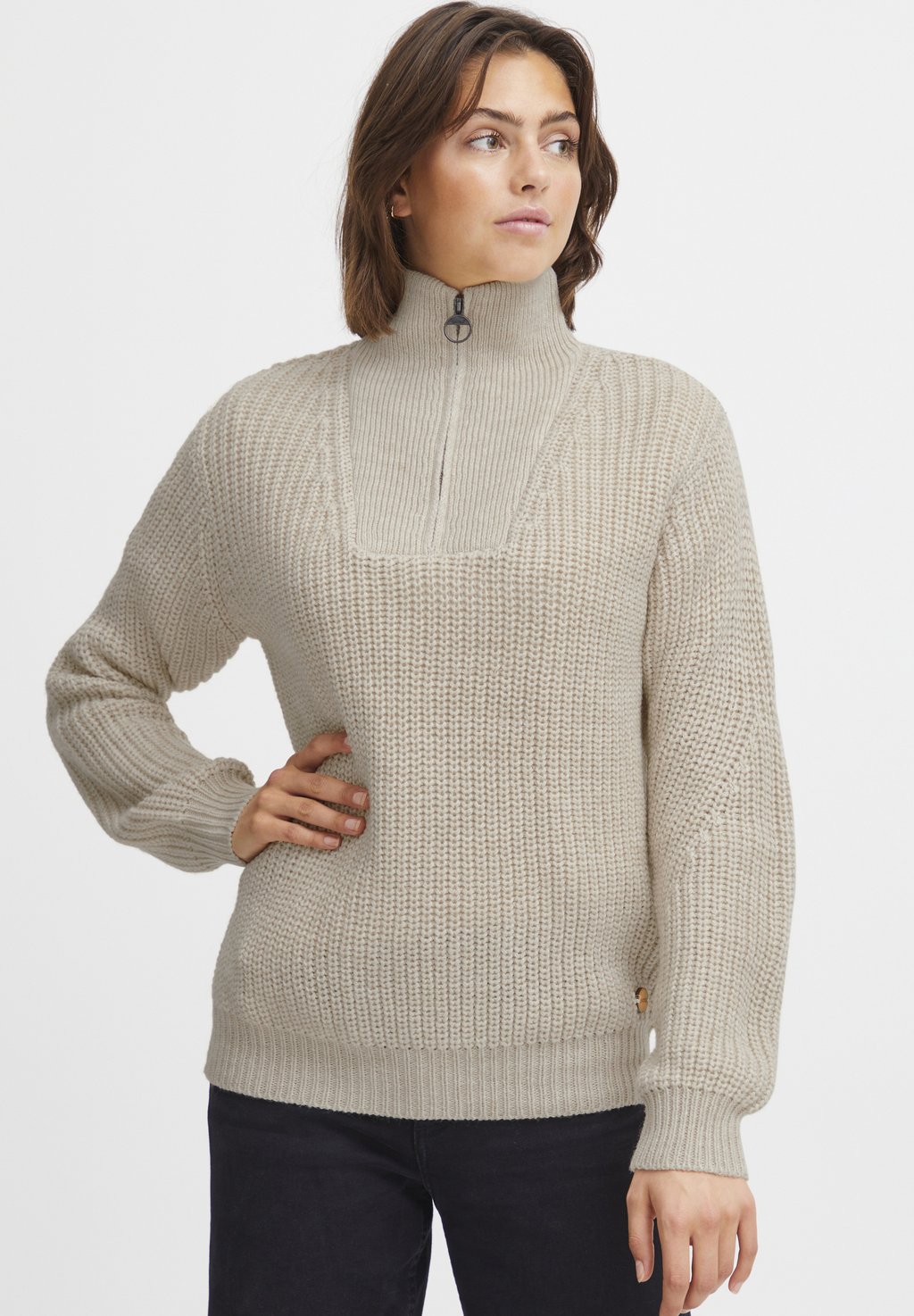 Вязаный свитер NANCY Oxmo, цвет cement melange