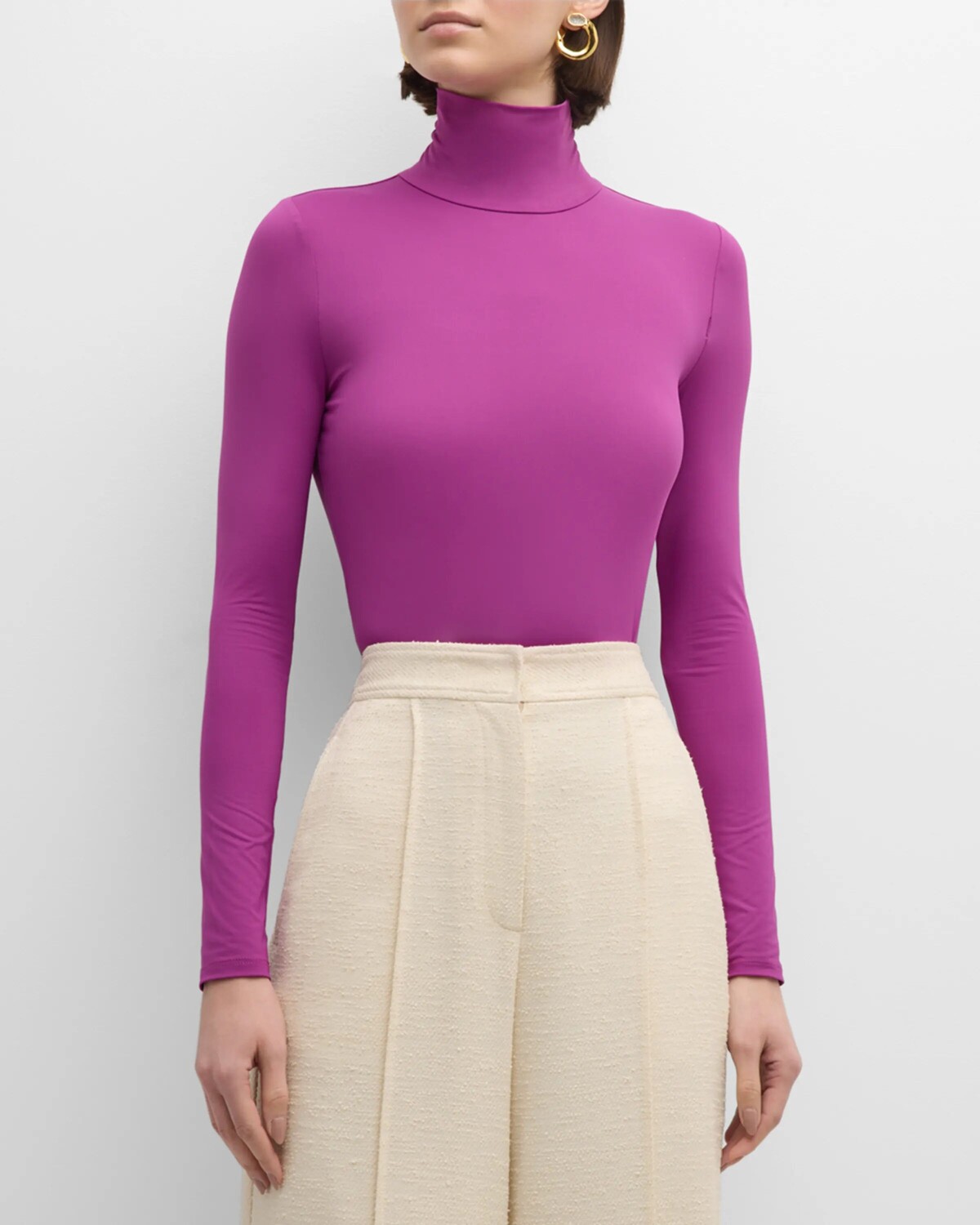 

Трикотажный топ с высоким воротником и длинными рукавами Nuda St. John, цвет Purple