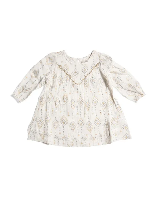 

Платье из металлизированной марли для маленьких девочек Peek Kids, цвет Off White