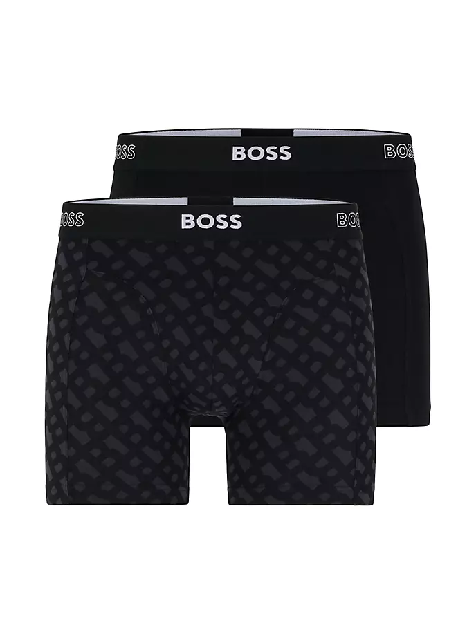 

Две пары боксеров с логотипом на поясе. Boss, серый