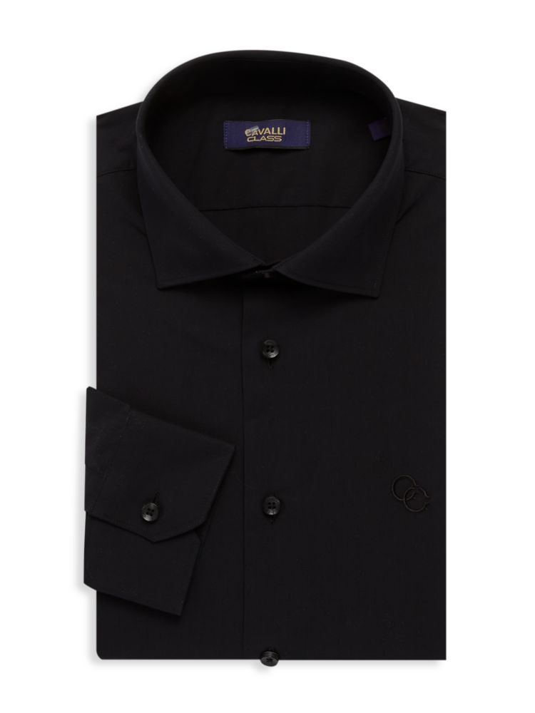 Классическая рубашка комфортного кроя с логотипом Cavalli Class By Roberto Cavalli, черный