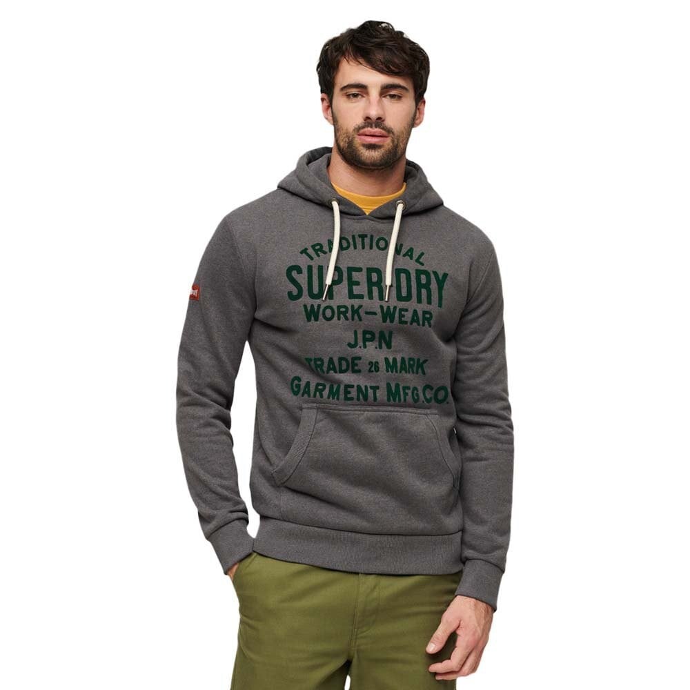 

Худи Superdry Workwear Flock Graphic, серый