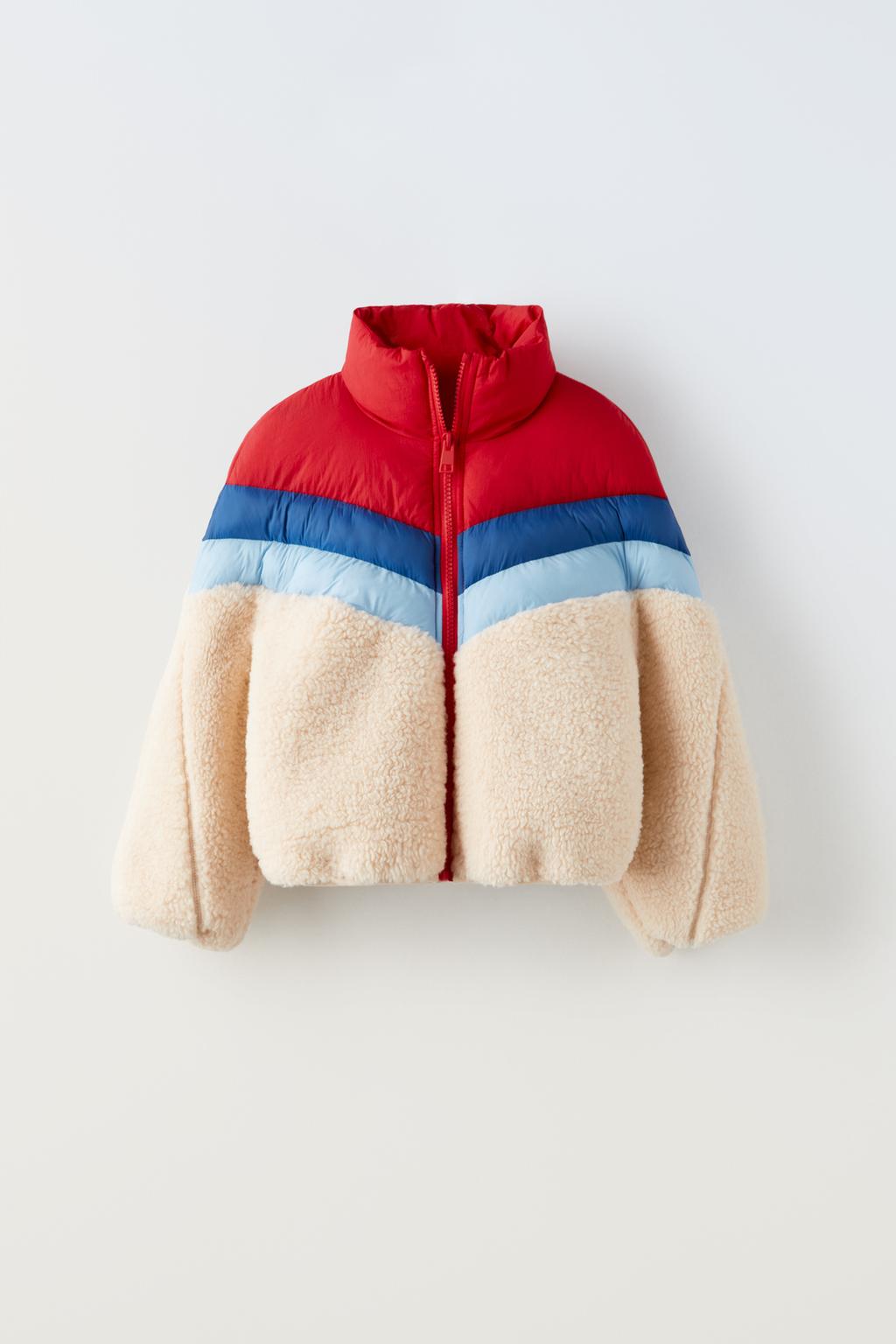 Куртка-пуховик snow collection контраст ZARA, середина бежево-бежевого цвета