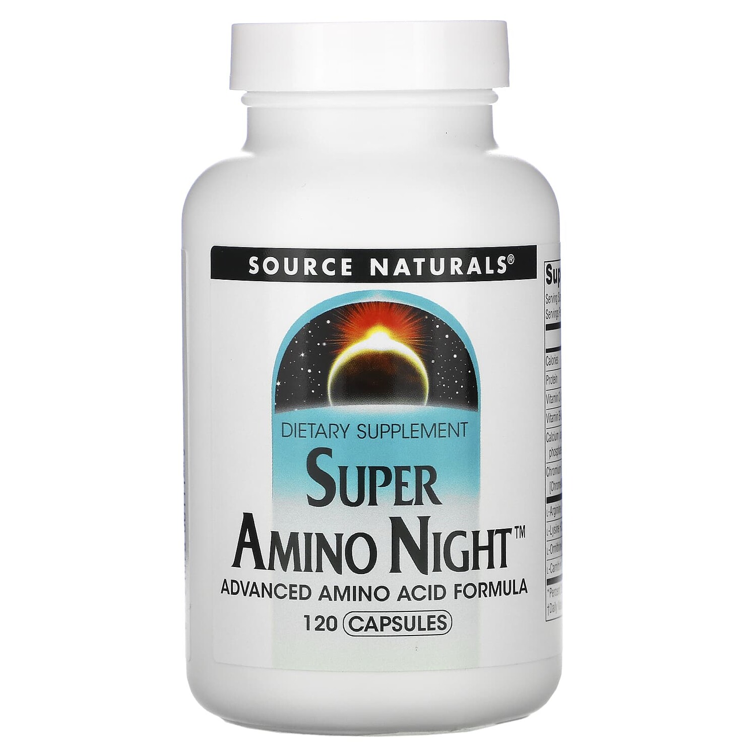 

Super Amino Night, формула с аминокислотами, ночная, 120 капсул, Source Naturals