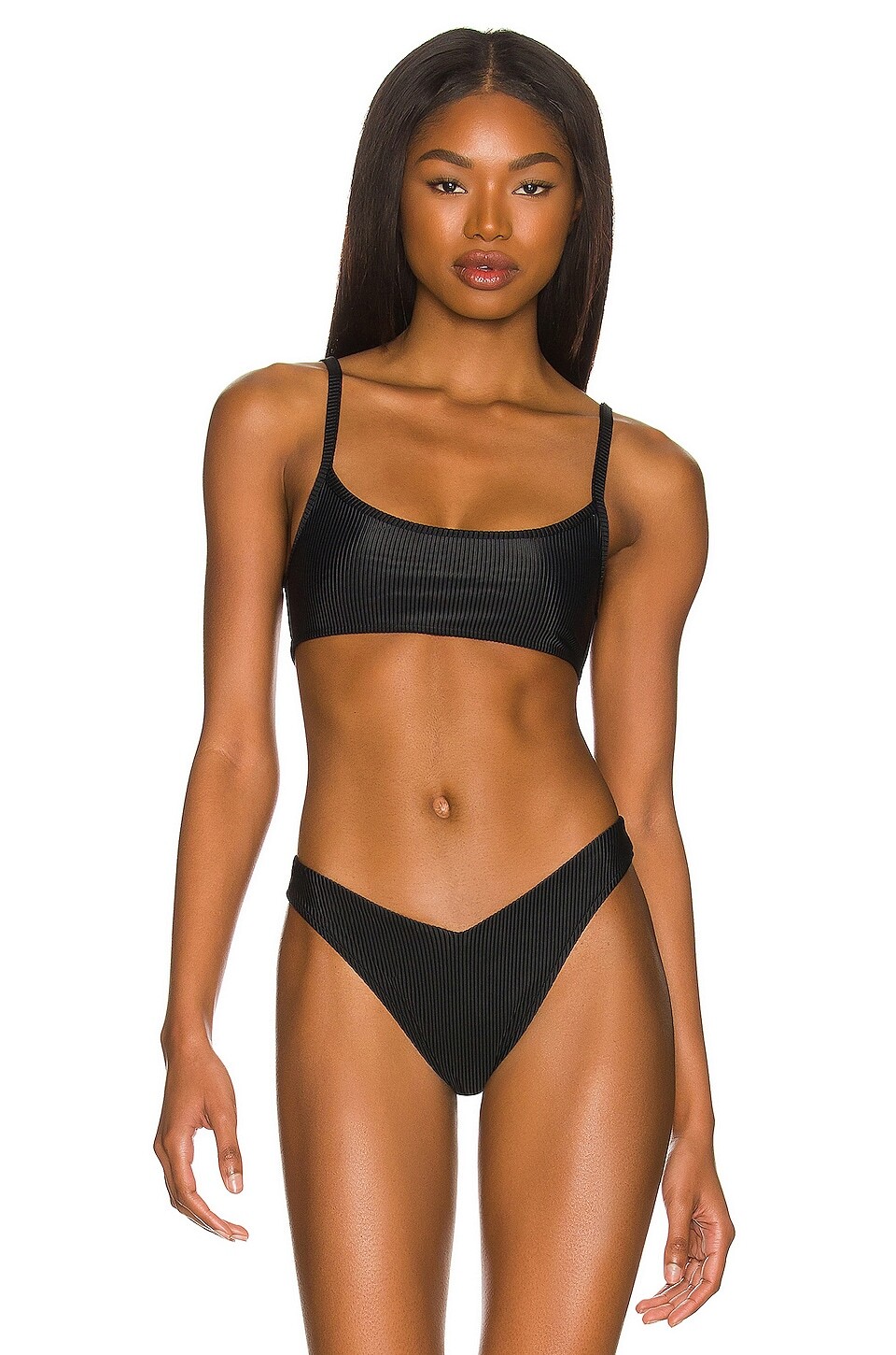 

Топ бикини Frankies Bikinis Dallas Ribbed, черный