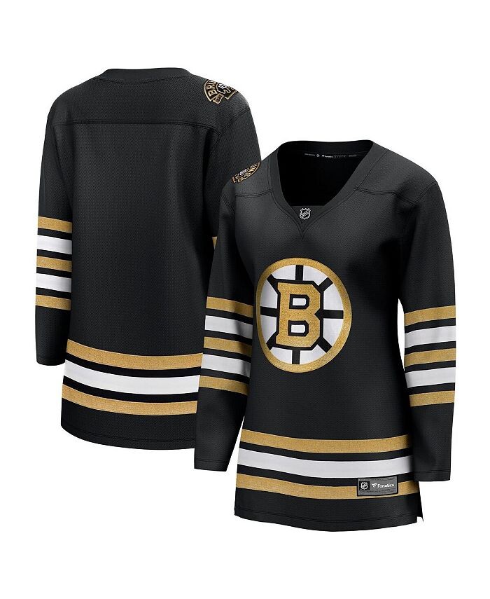 

Женская черная футболка с логотипом Boston Bruins Premier, посвященная 100-летию премьер-министра Fanatics, черный
